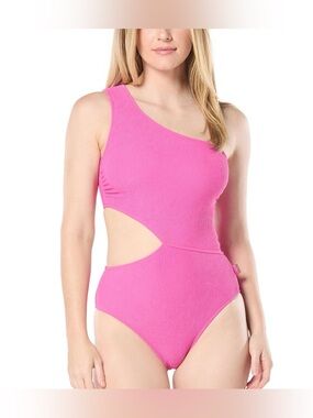 NWT Michael Kors One Shoulder Cutout One Piece Swimsuit Pink Size 10